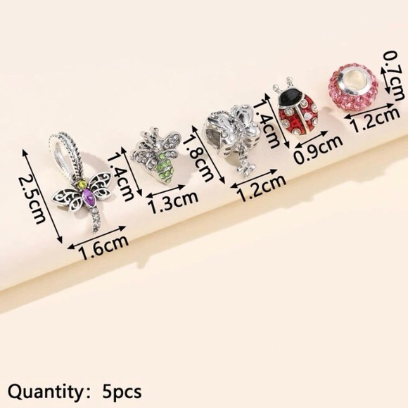 ‼️😍JUST RESTOCKED 🐞Rhinestone/Silver Charms-Dragonfly,Ladybug* Pandora STYLE* - Picture 7 of 13